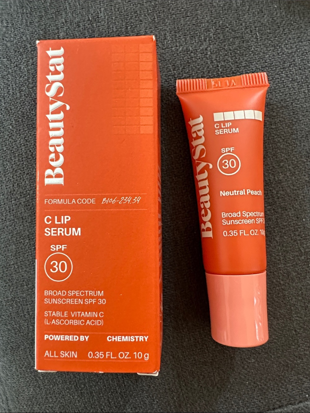 BNIB BeautyStat Fullsize Neutral Peach C Tinted Lip Serum W/SPF 30